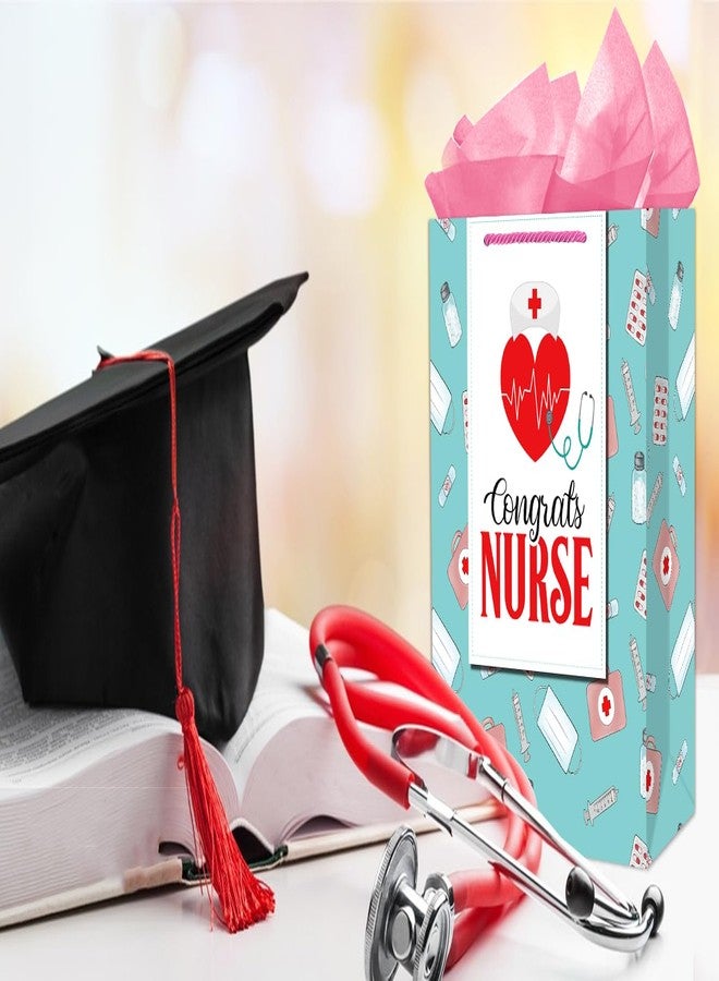 PETCEE Nurse Graduation Gifts Bag - Congrats Nurse Gift Bag with Tissue Paper for Her 11.5" Large Nursing School Graduation Gifts for Grads Medical School Graduates Social Worker Party Supplies - Image 2